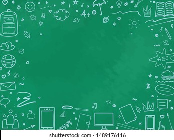 Back to school. Hand drawn elements. Abstract blackboard