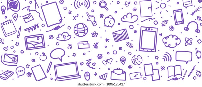 Back to school. Hand drawn elements. Abstract sketches. School background