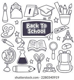 back to school hand drawn icon set
