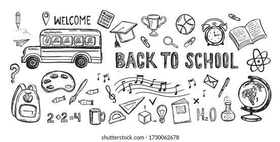 Back to school. Hand drawn illustration.