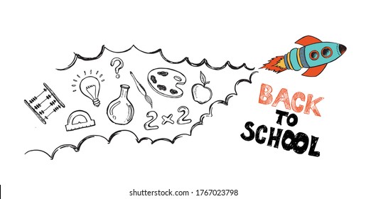 Ilustración dibujada a mano en la escuela