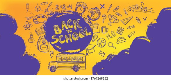 Back to school. Hand drawn illustration.	