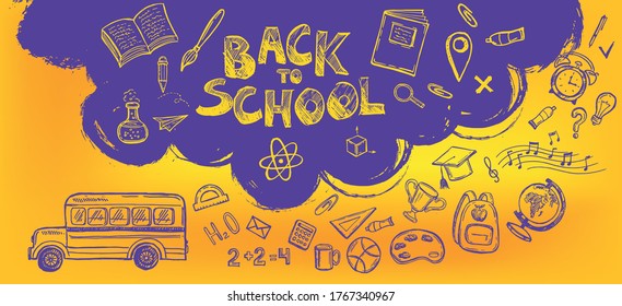 Back to school. Hand drawn illustration.	