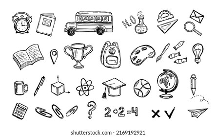 Back to school. Hand drawn illustration.	