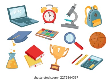Back to school hand drawn illustration concept without people scene in the flat cartoon design. Images of things that are necessary for returning to school. Vector illustration.