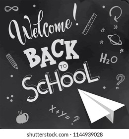 Back to school hand drawn lettering. Elements for greeting card, poster, banners. Notebook and sticker design