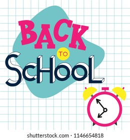 Back to school hand drawn lettering. Elements for greeting card, poster, banners. Notebook and sticker design
