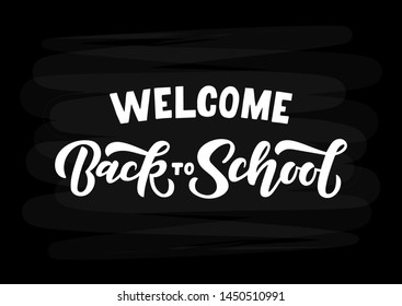 Back to school hand drawn lettering. Template for logo, banner, poster, flyer, greeting card, web design, print design. Vector illustration.
