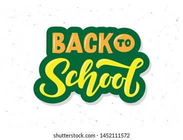 Back to school hand drawn lettering. Template for logo, banner, poster, flyer, greeting card, web design, print design. Vector illustration.