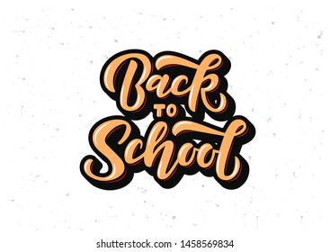 Back to school hand drawn lettering. Template for logo, banner, poster, flyer, greeting card, web design, print design. Vector illustration.