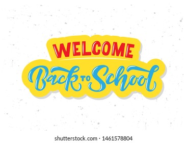 Back to school hand drawn lettering. Template for logo, banner, poster, flyer, greeting card, web design, print design. Vector illustration.