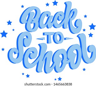 Back to school hand drawn lettering. Template for logo, banner, poster, flyer, greeting card, web design, print design. Vector illustration typography