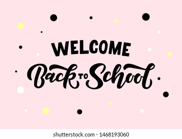 Back to school hand drawn lettering. Template for logo, banner, poster, flyer, greeting card, web design, print design. Vector illustration.