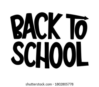 Cartel de diseño de letras dibujado a mano en la escuela. Tarjeta de felicitación al inicio del nuevo año académico en la escuela. Usar para impresiones. anuncios, pegatinas, papelería, web.