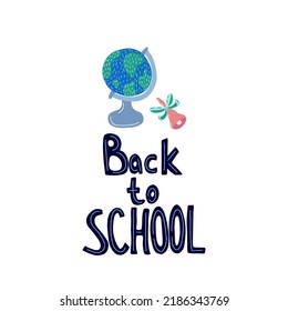 Volver a la ilustración vectorial de letras dibujada a mano en la escuela.