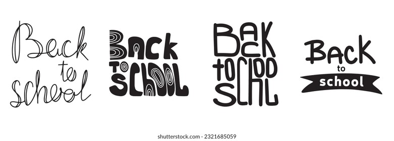Back to school hand drawn lettering. Template for logo, banner, poster, flyer, greeting card, web design, print design. Vector illustration.