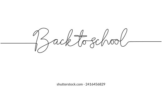 De vuelta a la escuela dibujó a mano una línea dibujando letras. Tipografía de ilustración de vector minimalista