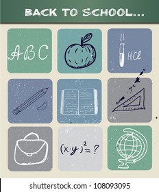 Back to school hand drawn poster. Vector illustration EPS10