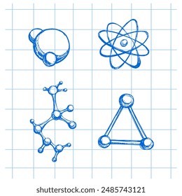 Back to School, hand drawn school and scientific sketch set. Doodle science collection. Education Concept. Vintage sketch element. Vector illustration. Back to School.