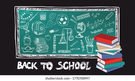 Back To School hand drawn set. Vector.	