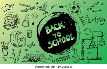 Back To School hand drawn set. Vector.	
