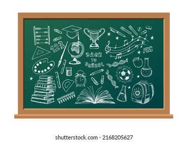 De vuelta a la escuela, conjunto dibujado a mano.