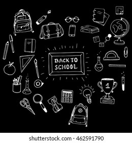Back To School hand drawn set. Illustrations made with ink