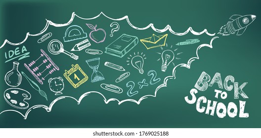 Back to school. Hand drawn vector illustration