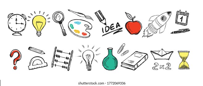 Back to school. Hand drawn vector illustration