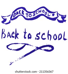 Back to school. Hand drown watercolor message
