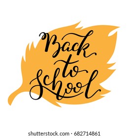 Back to School hand lettering. Template for card, poster, print.