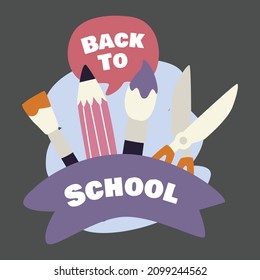 Back to school hand lettering, vector illustration for posters, stickers and others