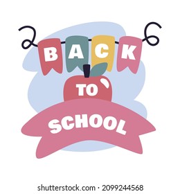De vuelta a la escuela con letras manuales, ilustraciones vectoriales para afiches, pegatinas y otros
