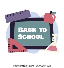 De vuelta a la escuela con letras manuales, ilustraciones vectoriales para afiches, pegatinas y otros