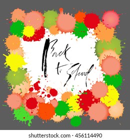 Back to school. Hand painted brush lettering on watercolor splash background. Calligraphic inspiration