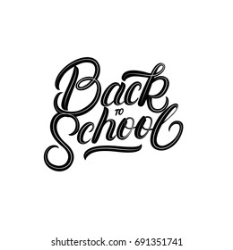 Back to school hand written lettering quote. Modern brush calligraphy. Isolated on white background. Vector illustration.
