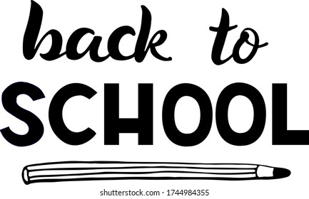 De vuelta a la escuela - cartel escrito a mano para la industria impresa, diseño web. Ilustración de material vectorial aislada en fondo blanco. EPS10