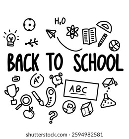Back to school handdrawn concept, set pack model, handdrawn doodle cartoon