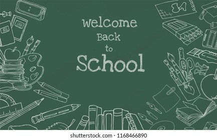 Back to school hand-drawn doodles background. Vector illustration