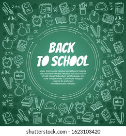 Back to school hand-drawn doodles background. with Education sketchy icon and symbol