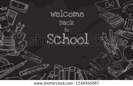 Back to school hand-drawn doodles background. Vector illustration
