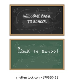 Back to school. Back to school hand-drawn doodles blackboard background. Frame school blackboard. Vector illustration.