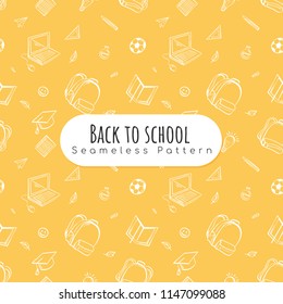 Back to school hand-drawn doodles seamless pattern.