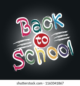 back to school hand-drawn lettering text on black background.Vector illustration