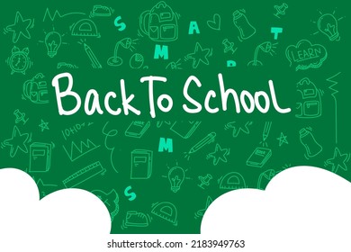 Back To School Hand-drawn Simple Background Pattern Kids. For Leaflets, Brochures, Invitations, Posters, Or Banners.