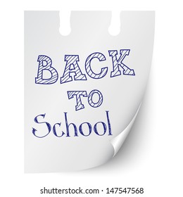 Back to school hand-drawn sketch on a calendar sheet. Vector illustration