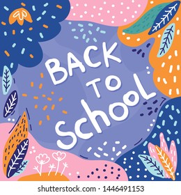 Back to school. Handmade childish crafted background for design school party advertising, kids gift card, bag print, school wallpaper, education school advertising etc. 