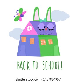 Back to school. Handmade childish crafted background for design school party advertising, kids gift card, bag print, school wallpaper, education school advertising etc. 