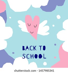 Back to school. Handmade childish crafted background for design school party advertising, kids gift card, bag print, school wallpaper, education school advertising etc. 