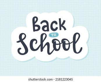 Zurück zur Schule handgeschriebene Kalligraphie für Kinder. Farbige Vektorgrafik